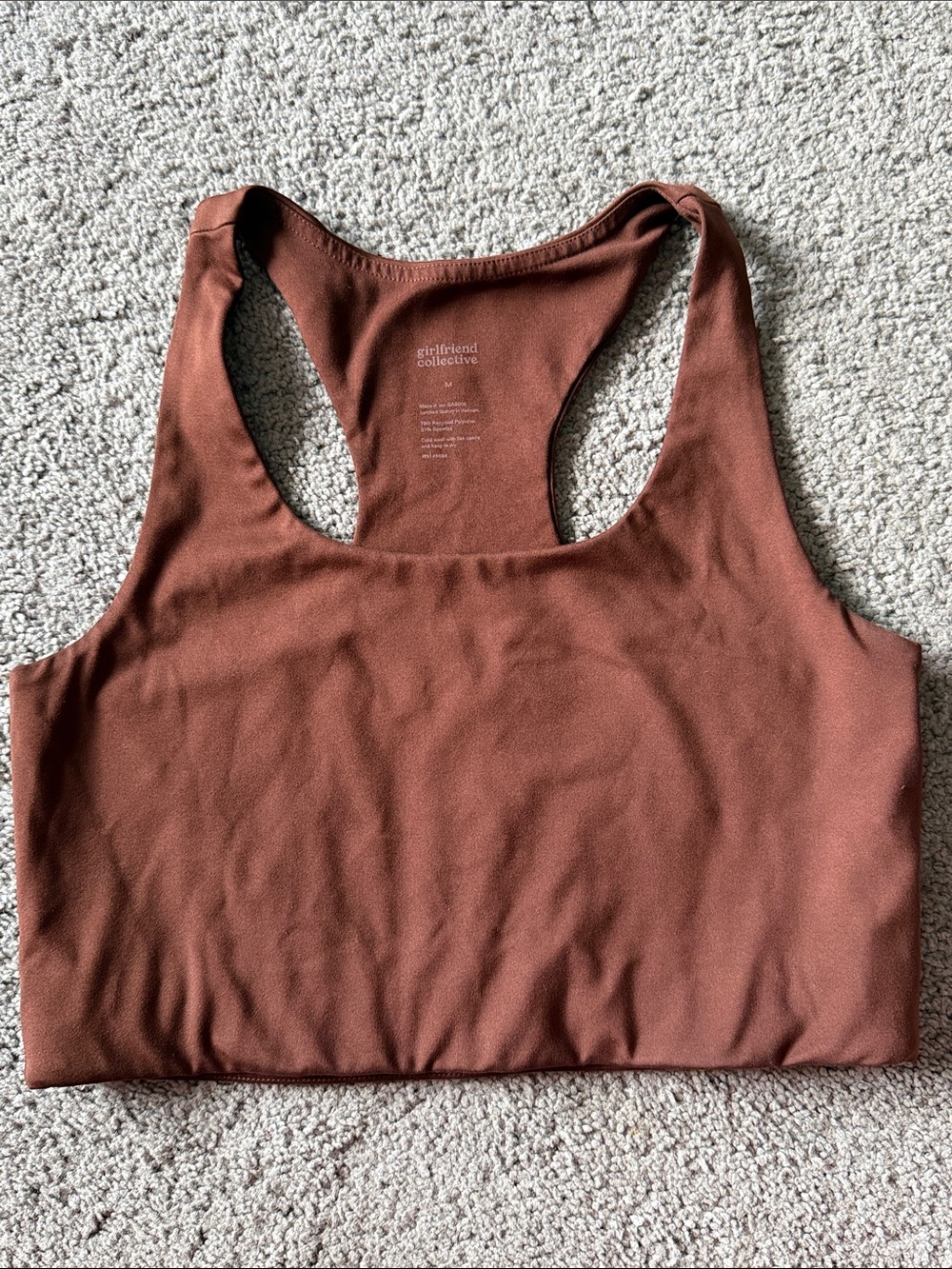girlfriend collective rust sports bra
